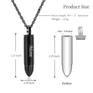 shajwo Cremation Jewelry Bullet Urn Ashes Necklace for Women Men Cylinder Keepsake Memorial Locket Pendant Ash Holder,Mom