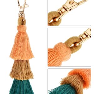 Tatuo 6 Pieces Hand Made Colorful Bohemian Tassel Charm Keychain Handbags Bag Pendant Key Ring Pom Tassels Key Chain（Color Set 1）