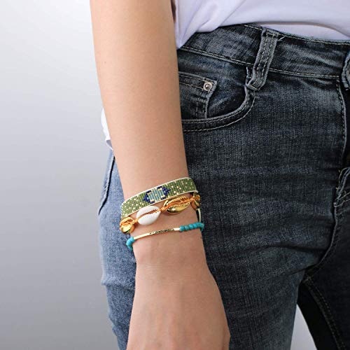 KELITCH Women Friendship Bracelets Agate Turquoise Strand Bracelets Gold Chic Snake Charm Bracelets