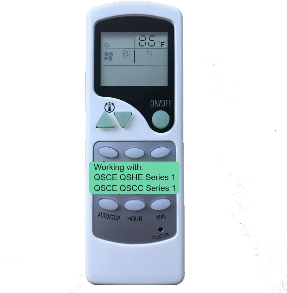 Replacement for Quietside Air Conditioner Remote Control for Model QSCE-091 QSCC-091 QSCE-121 QSCC-121 QSCE-181 QSCC-181 QSCE-241 QSCC-241 (Display in Fahrenheit ONLY!!!!!)