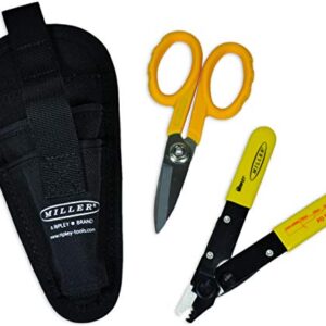 Miller MA01-7000 Kit, FO 103-T-250-J 3-Hole Fiber Optic Cable Stripping Tool and KS-1 Kevlar Scissors, Easily Portable Tool Set with Belt Clip Pouch for Professionals