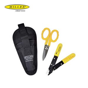 Miller MA01-7000 Kit, FO 103-T-250-J 3-Hole Fiber Optic Cable Stripping Tool and KS-1 Kevlar Scissors, Easily Portable Tool Set with Belt Clip Pouch for Professionals