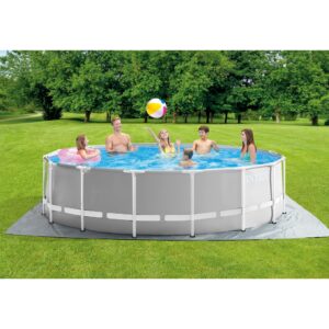 Intex 26725EH Prism Frame Premium Above Ground Swimming Pool Set: 15ft x 48in – Includes 1000 GPH Cartridge Filter Pump – Removable Ladder – Pool Cover – Ground Cloth