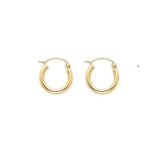 tgdj 14k yellow gold round hoop earrings - 2mm thick sterling hinged hoop earrings for women - available in 9 different sizes from 13 mm to 65 mm