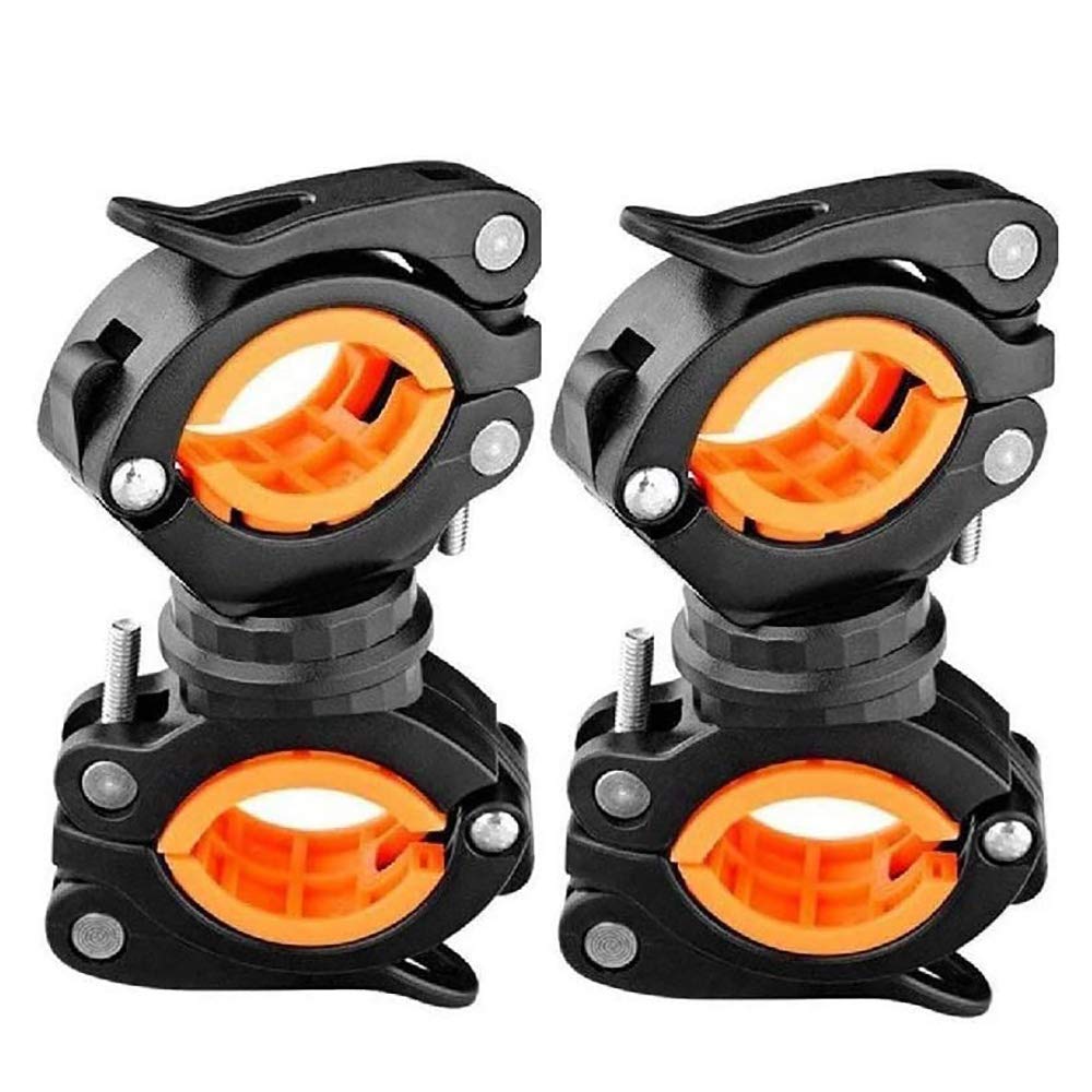 COSOOS 2 Pack Flashlight Mount Holder, Universal Bicycle Led Light Mounting Holder 360° Rotation Clip Clamp for Flashlight, Cycling, Riding