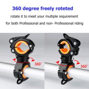 COSOOS 2 Pack Flashlight Mount Holder, Universal Bicycle Led Light Mounting Holder 360° Rotation Clip Clamp for Flashlight, Cycling, Riding