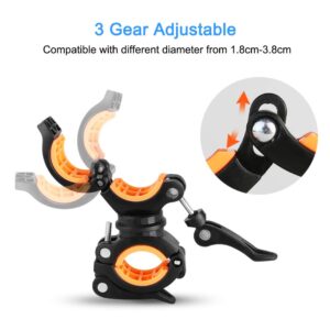 COSOOS 2 Pack Flashlight Mount Holder, Universal Bicycle Led Light Mounting Holder 360° Rotation Clip Clamp for Flashlight, Cycling, Riding