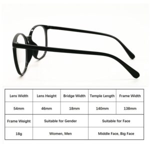 Reading Glasses Anti Blue Light Blocking Reader Oversized Frame for Women Men for Mid Big Face Anti Eyestains Black 0