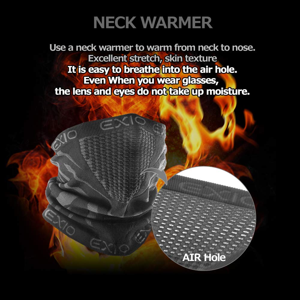 EXIO Winter Neck Warmer Gaiter/Balaclava (1Pack or 2Pack) - Windproof Face Mask for Ski, Snowboard