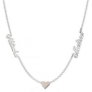 personalized 925 sterling silver multiple name necklace with heart custom made with 2 names