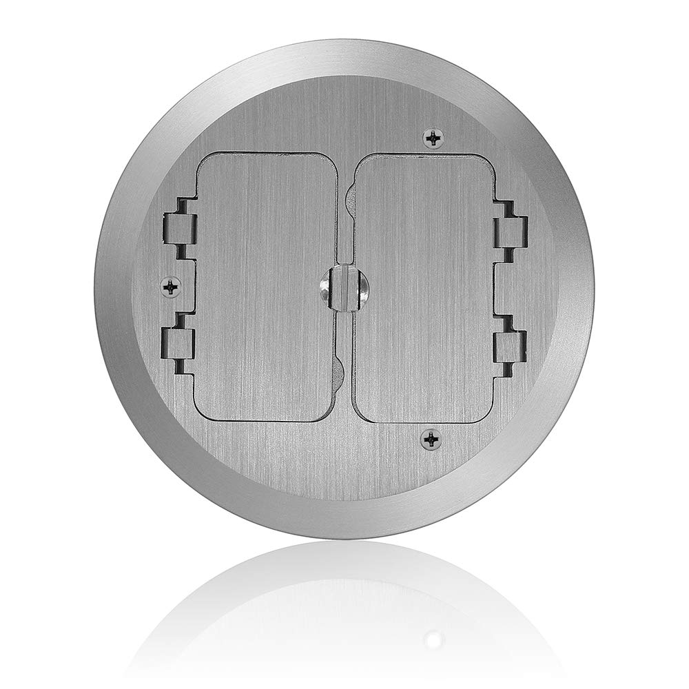 Leviton FBC2F-N Concrete Floor Box Nickel Plated Cover Plate, 2 Decora Flip Lids