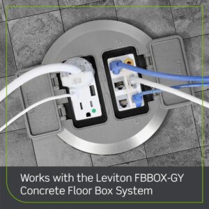 Leviton FBC2F-N Concrete Floor Box Nickel Plated Cover Plate, 2 Decora Flip Lids