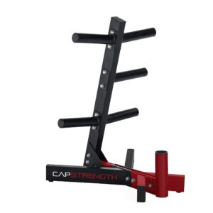 CAP Barbell Olympic Plate Tree Storage Rack for Weights and Bar, Red