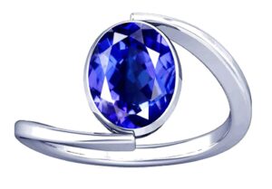 divya shakti 12.25-12.50 carat tanzanite gemstone silver ring for women