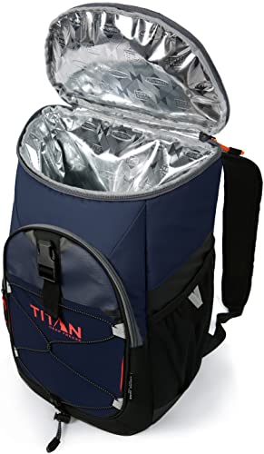 Titan Deep Freeze Backpack Cooler - 24 Can Cooler Bag Insulation, Navy Blue