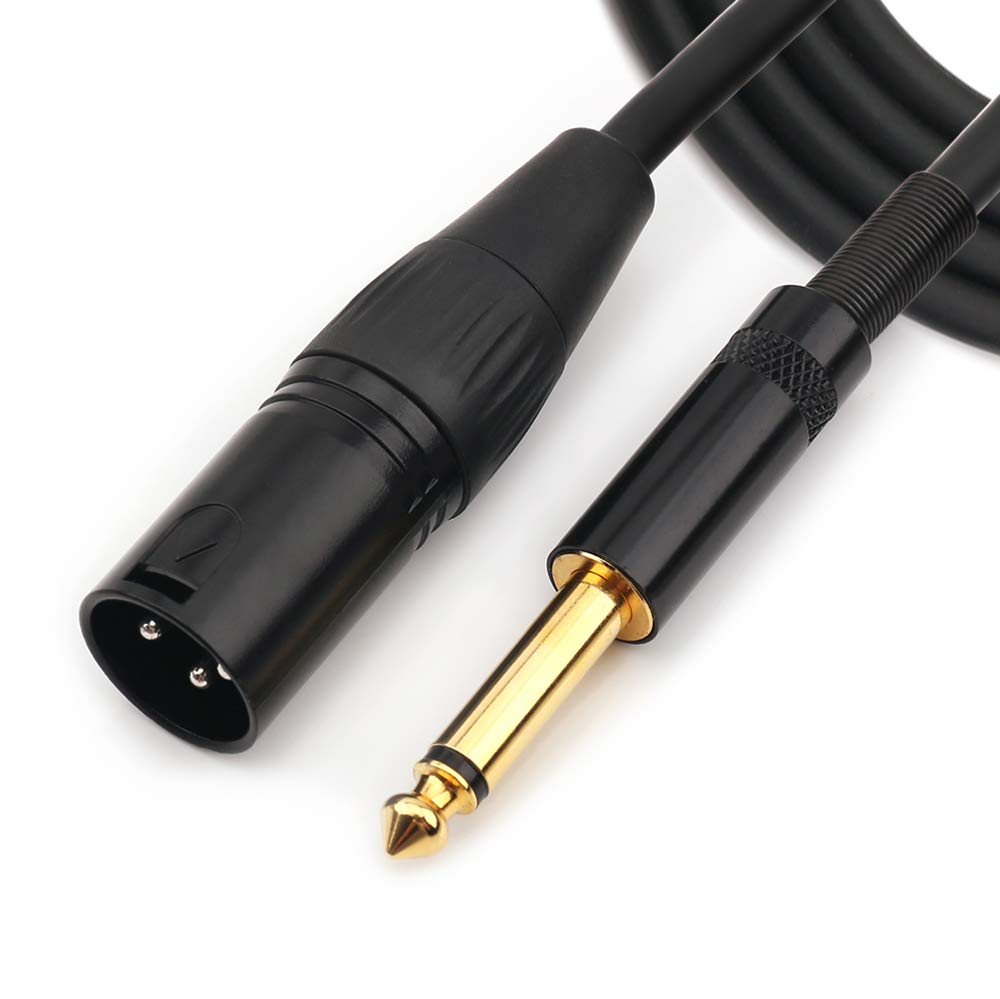 NANYI 6.35mm (1/4 Inch) TS Male to XLR Male Interconnect Audio Microphone Cable, Black/Alloy, Suitable for Microphones, Active Speakers, Stage, DJ, Studio Audio Console, 5M / 16FT