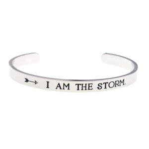 lparkin i am the storm inspirational bracelets for women empowering jewelry motivating cancer survivor gift (cuff)