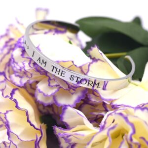 LParkin I AM THE STORM Inspirational Bracelets for Women Empowering Jewelry Motivating Cancer Survivor Gift (Cuff)