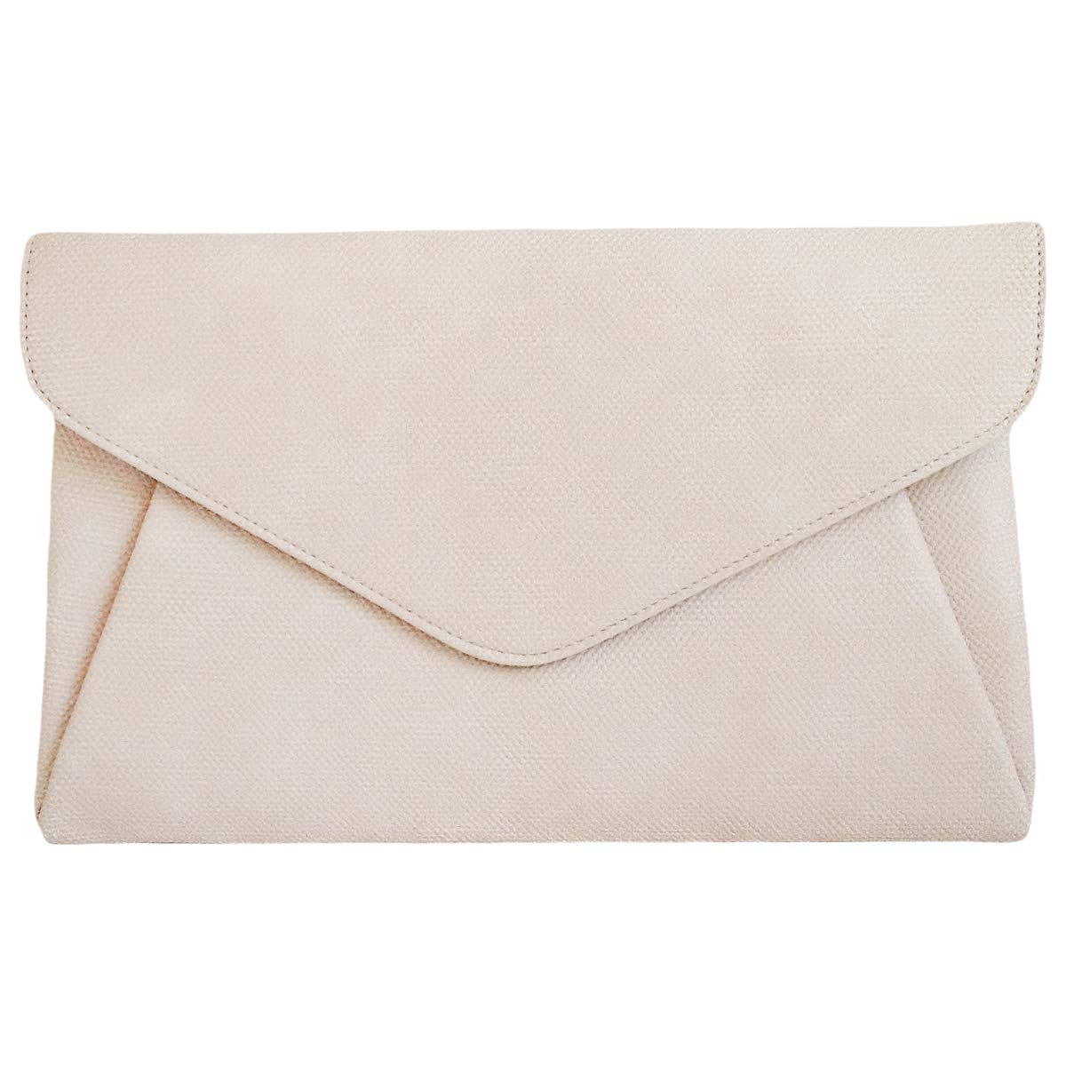 JNB Synthetic Leather Double Pocket Envelop Clutch, Beige Medium