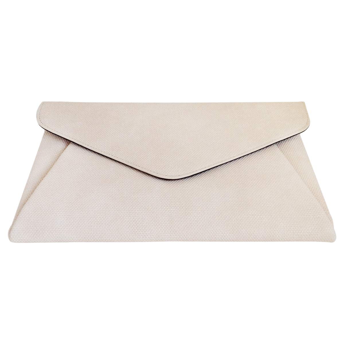 JNB Synthetic Leather Double Pocket Envelop Clutch, Beige Medium