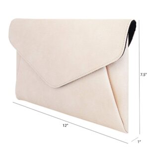 JNB Synthetic Leather Double Pocket Envelop Clutch, Beige Medium