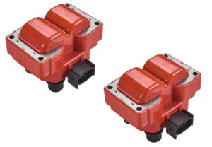 ena set of 2 red ignition coil pack compatible with ford lincoln mazda mercury f150 f250 e150 escort explorer mustang ranger town car expedition mark b2300 b2500 tracer cougar replacement for fd487