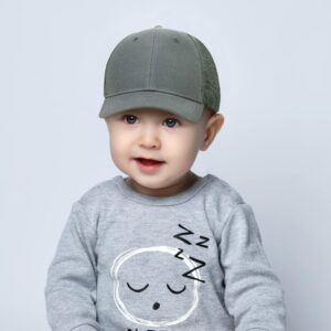 Trendy Apparel Shop Infant Size Structured Adjustable Trucker Mesh Baseball Cap - Light Grey