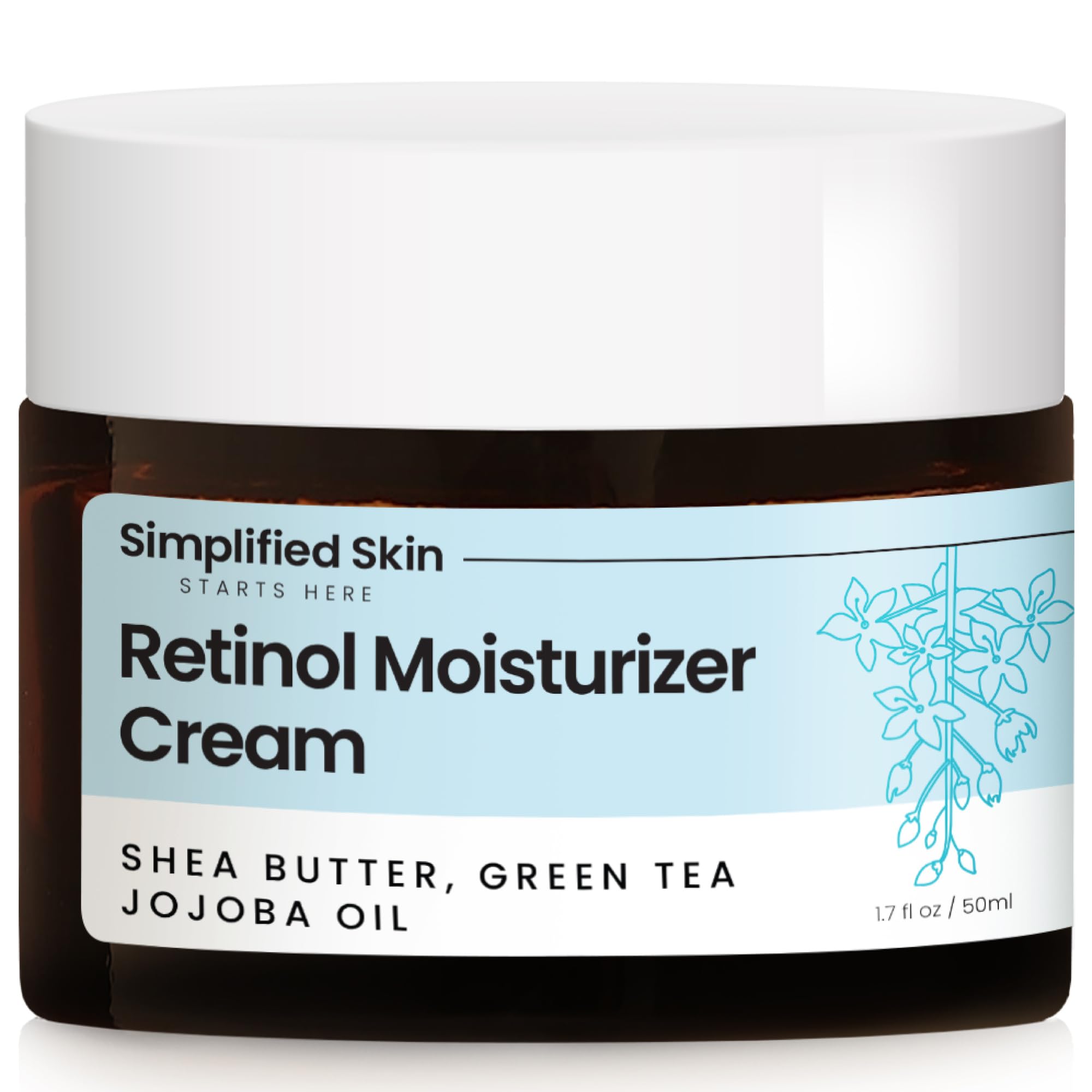 Retinol Cream for Face - 2.5% Retinol Moisturizer with Vitamin E & Hyaluronic Acid for Anti-Aging & Wrinkles - Retinol Night Cream for Face – Hydrating Retinol Facial Moisturizer Cream - 1.7 Oz