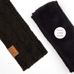 C.C ccbeanie CC Winter Fuzzy Fleece Lined Thick Knitted Headband Headwrap Earwarmer (HW-20) (Black)