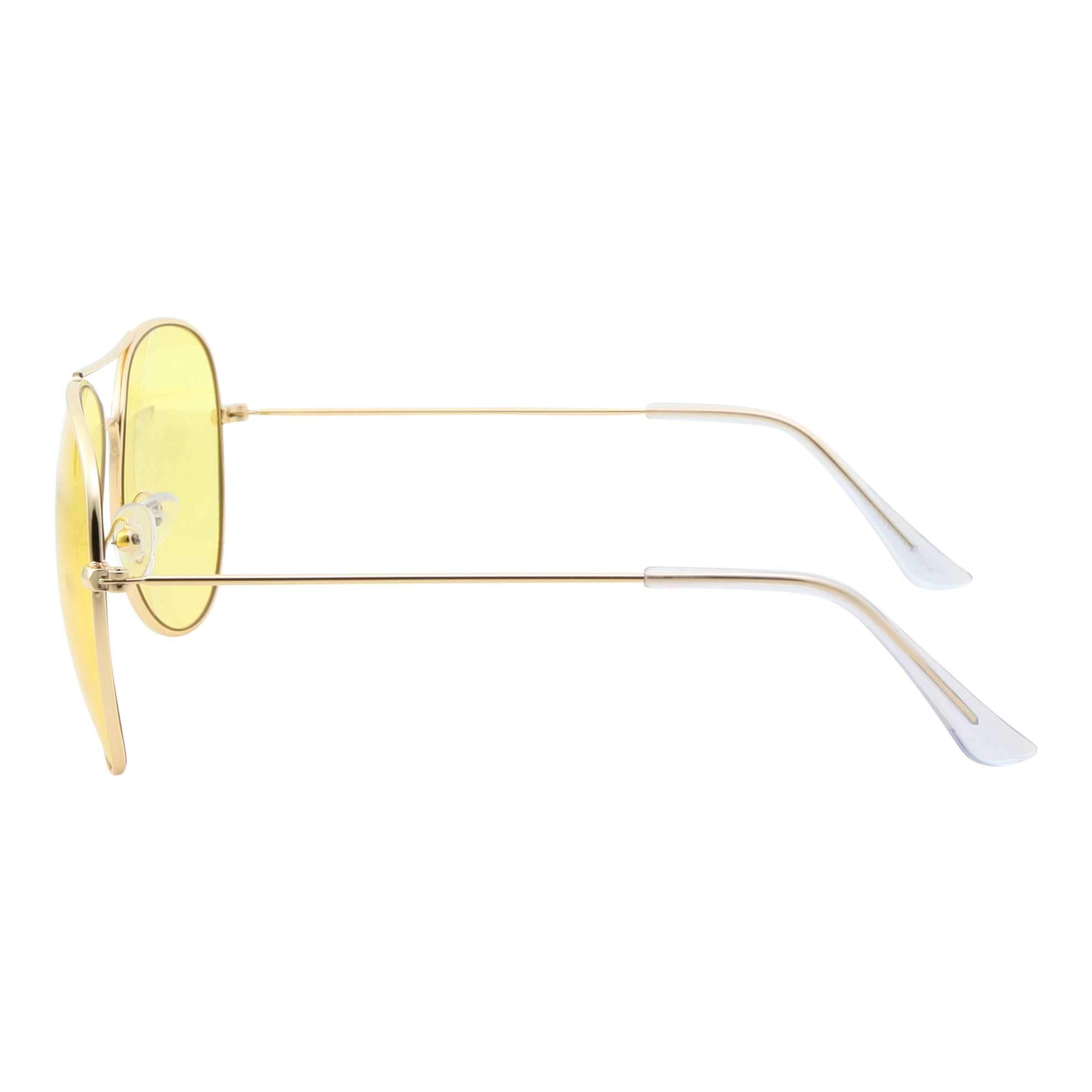 Mens Large Aviator Yellow Lens Sunglasses - Colored Tint Lens