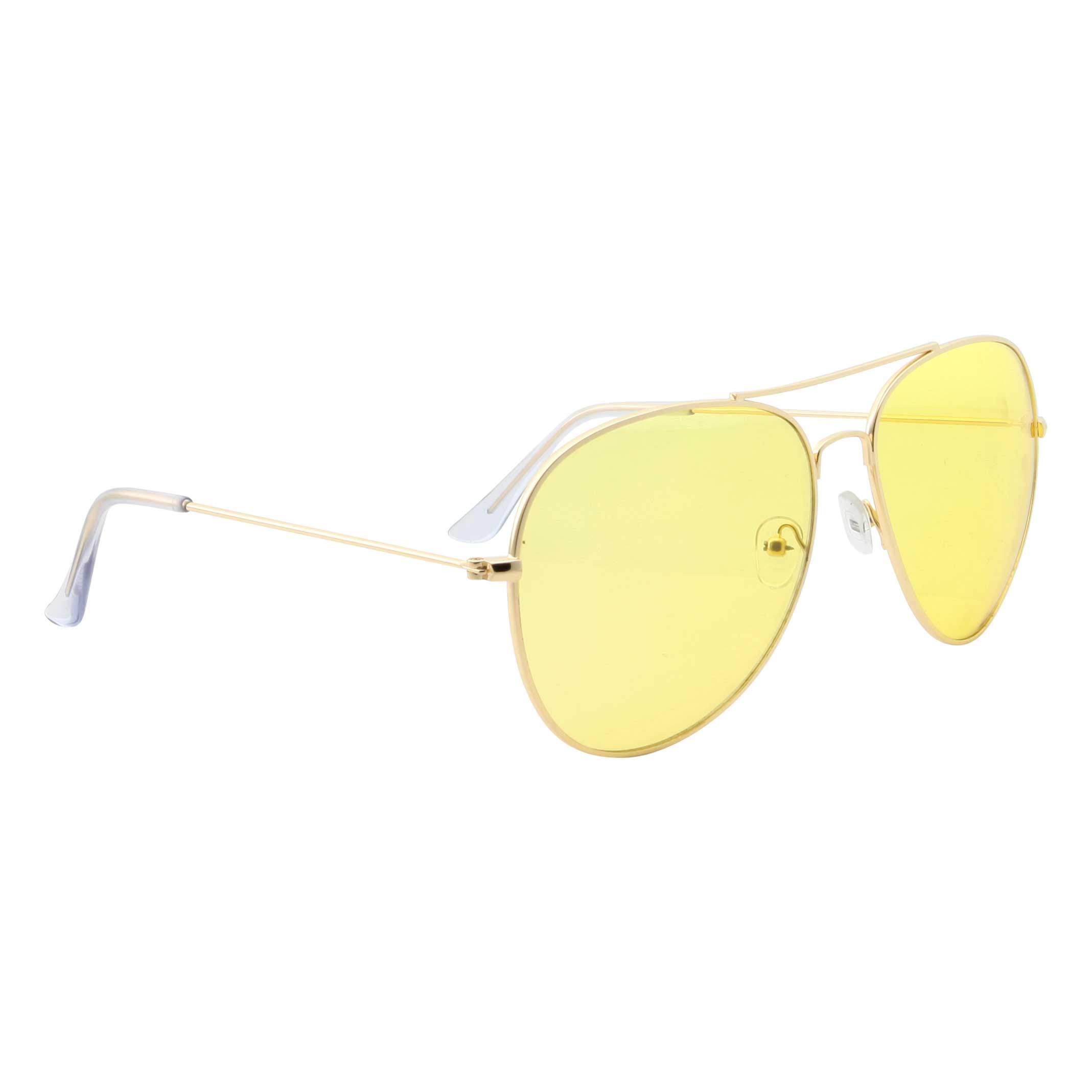 Mens Large Aviator Yellow Lens Sunglasses - Colored Tint Lens