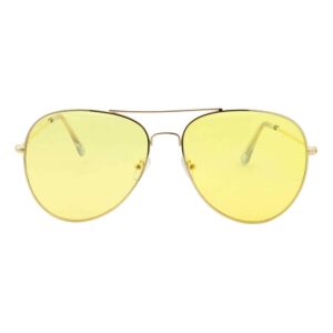 Mens Large Aviator Yellow Lens Sunglasses - Colored Tint Lens