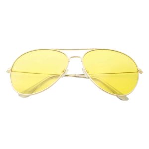 Mens Large Aviator Yellow Lens Sunglasses - Colored Tint Lens