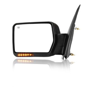 perfit zone towing mirrors fit 07-14 f150 pickup truck, power heated w/amber signal black mirror left driver side replacement