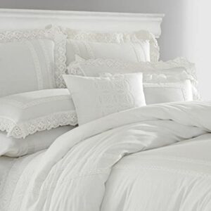 Laura Ashley Home - Queen Comforter Set, Reversible Cotton Bedding with Matching Shams, Stylish Home Decor for All Seasons (Annabella White, Queen)