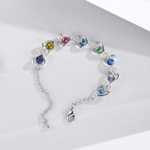 K-Acc Heart Link Bracelet [Gift Packaging] Christmas Gifts for Girls and Women (Rainbow)