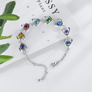 K-Acc Heart Link Bracelet [Gift Packaging] Christmas Gifts for Girls and Women (Rainbow)