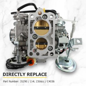 AUXMART Carburetor for Toyota 2 Barrel 22R Engine 1981 1982 1983 1984 1985 1986 1987 with Round Plug Connector TOY-505 TOY-507 (35290/2.4L 2366cc/ C4036)