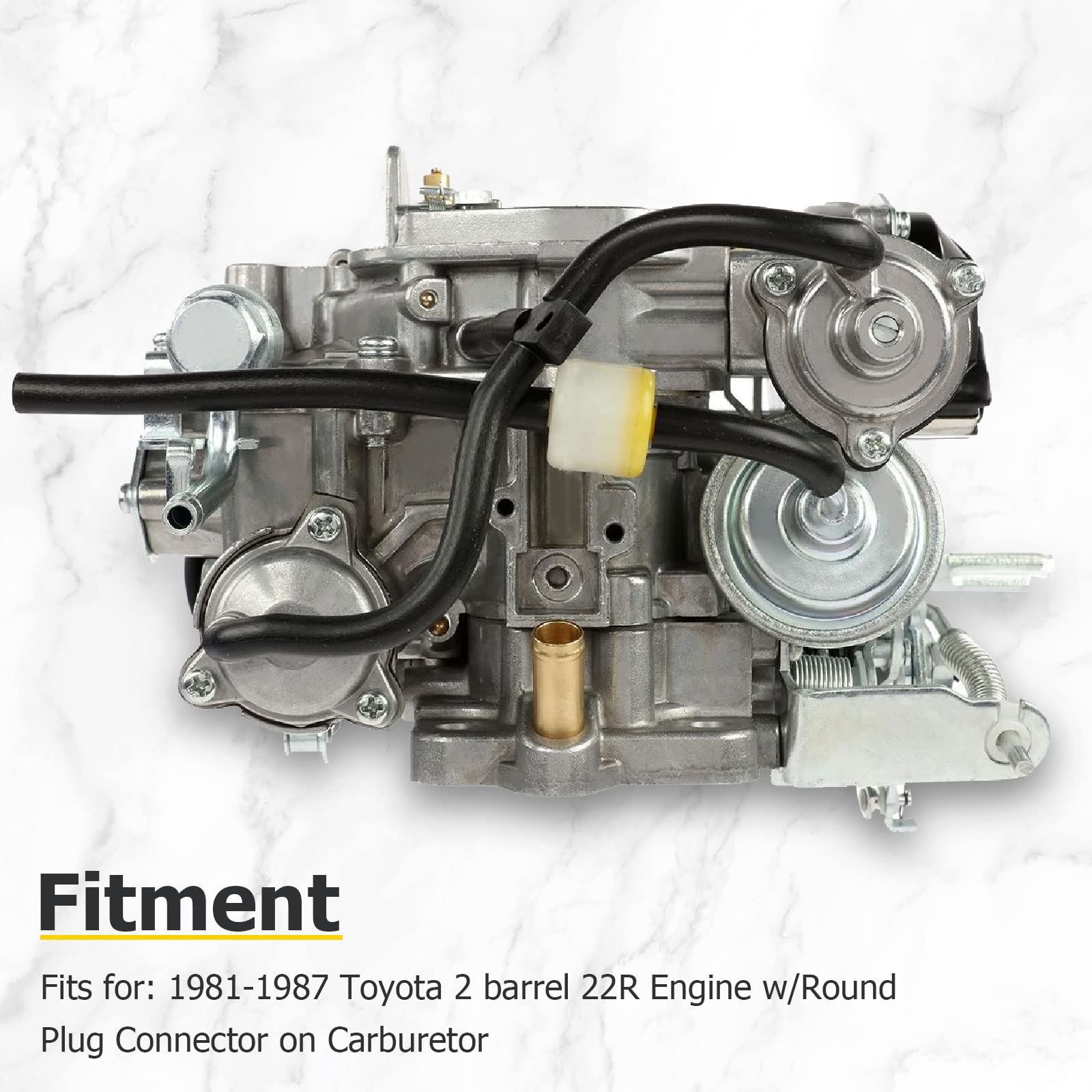 AUXMART Carburetor for Toyota 2 Barrel 22R Engine 1981 1982 1983 1984 1985 1986 1987 with Round Plug Connector TOY-505 TOY-507 (35290/2.4L 2366cc/ C4036)