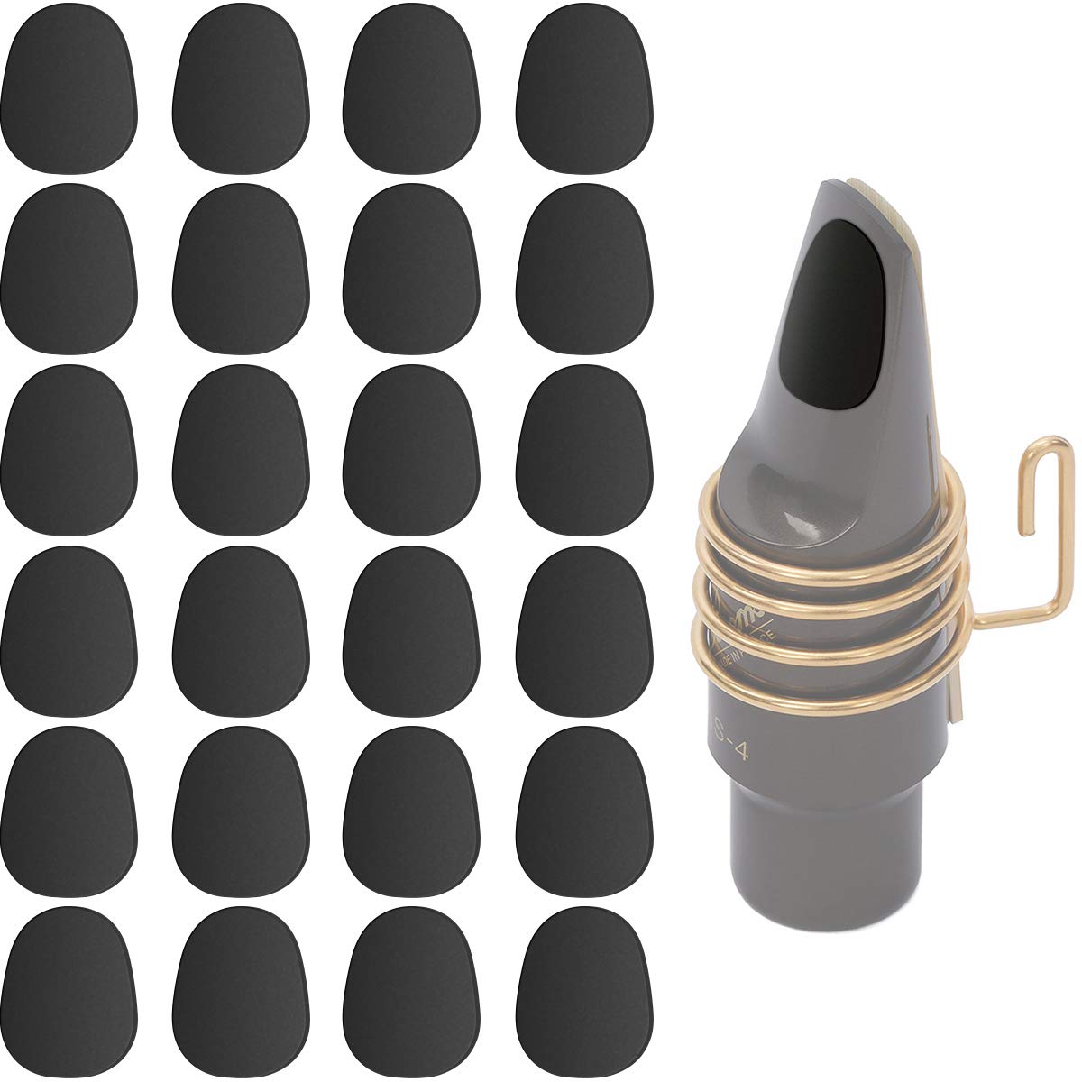 24 Pieces Alto Tenor Saxophone Mouthpiece Cushions, Eison 0.8mm Thick Food Grade Sax Clarinet Mouthpiece Patches Pads Strong Adhesive, Black