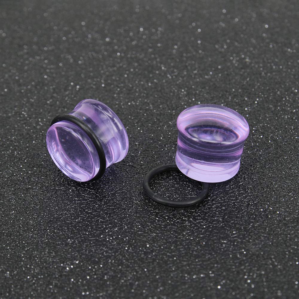 ZS 4 Pairs Glass Ear Gauges Mushroom Single Flare Plugs Tunnels Ear Lobe Stretching Piercing 4G-5/8 inches (Gauge=4g(5mm))