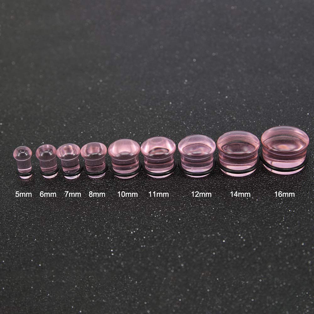 ZS 4 Pairs Glass Ear Gauges Mushroom Single Flare Plugs Tunnels Ear Lobe Stretching Piercing 4G-5/8 inches (Gauge=4g(5mm))