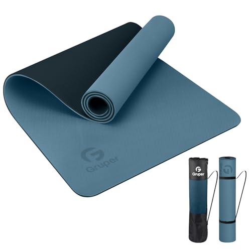 Gruper Yoga Mat Non Slip, Eco Friendly Fitness Exercise Mat with Carrying Strap,Pro Yoga Mats for Women,Workout Mats for Home, Pilates and Floor Exercises