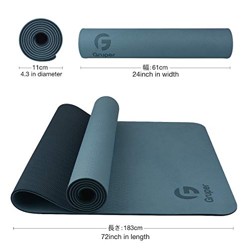 Gruper Yoga Mat Non Slip, Eco Friendly Fitness Exercise Mat with Carrying Strap,Pro Yoga Mats for Women,Workout Mats for Home, Pilates and Floor Exercises