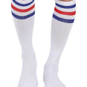 Joulli Men's White Knee High Tube Over the calf Socks 1 Pair