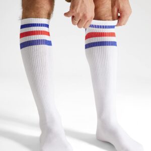 Joulli Men's White Knee High Tube Over the calf Socks 1 Pair