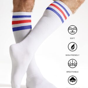 Joulli Men's White Knee High Tube Over the calf Socks 1 Pair