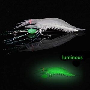 OriGlam 5pcs Soft Luminous Shrimp Lure Set, 5 Colors Shrimp Bait Shrimp Lures Fishing Bait with Hooks Beads Fishing Tackles for Freshwater Saltwater Bass Trout Catfish Salmon