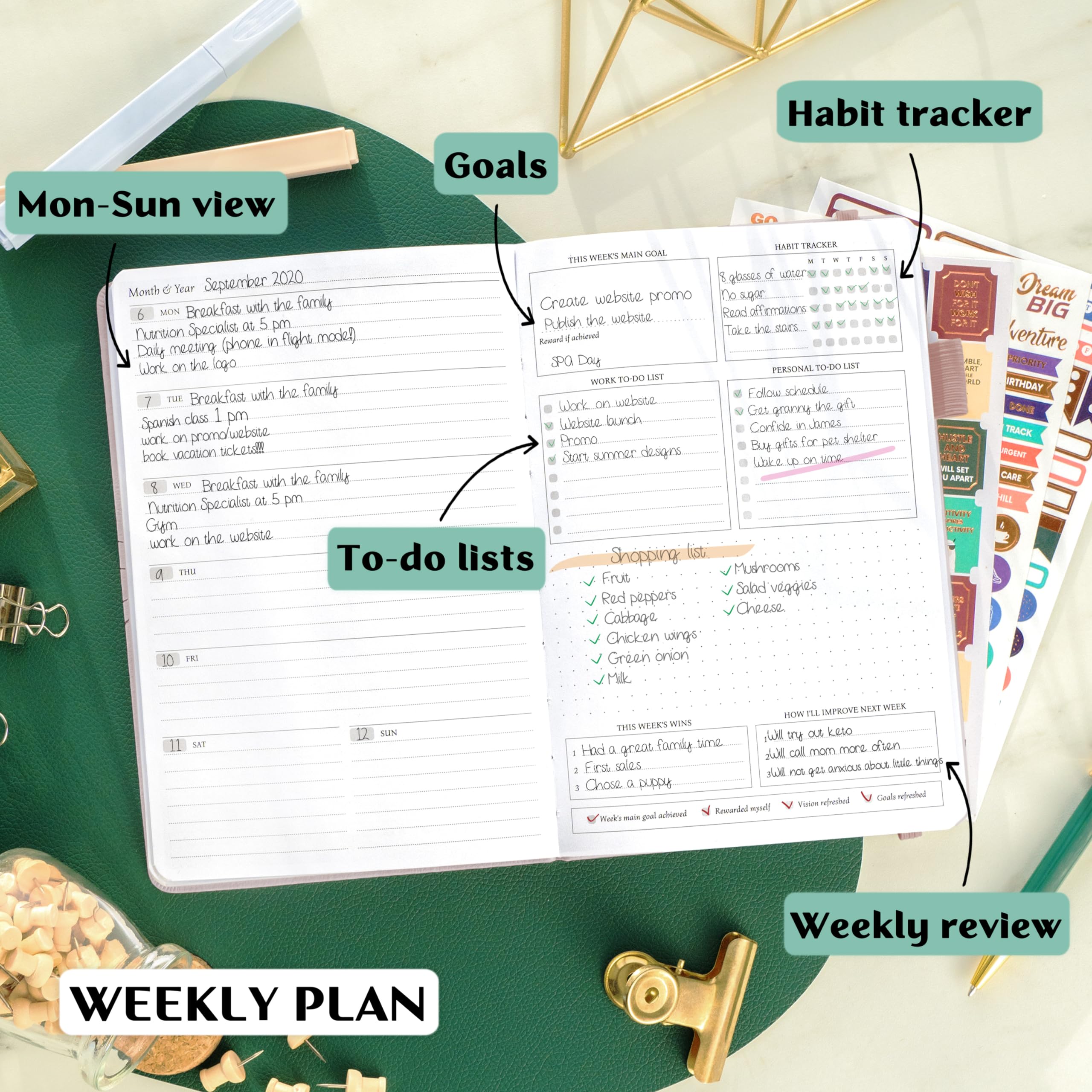 Legend Planner – Weekly & Monthly Life Planner to Hit Your Goals & Live Happier. Organizer Notebook & Productivity Journal. A5 (Rose Gold)