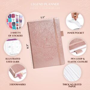 Legend Planner – Weekly & Monthly Life Planner to Hit Your Goals & Live Happier. Organizer Notebook & Productivity Journal. A5 (Rose Gold)